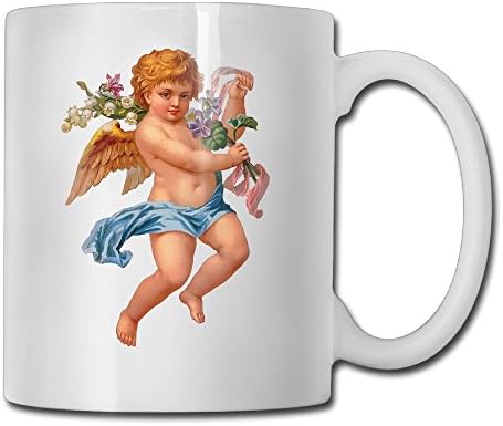 Angel Paint Ceramic Coffee Mug - Novelty Stoneware White Tea Cup - 11 Oz Beauty Ceramic Mugs For Men And Women