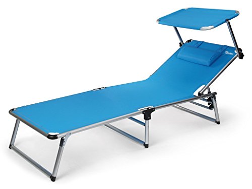 Bertoni Rambla BRANDA Textilene C/Cot Bed Canopy Beach and Pool, Blue, Single