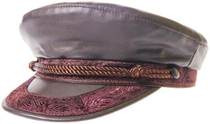 GreekInternetMarket Authentic Greek Fisherman's Cap - Leather - Brown - Medium
