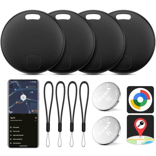 Air Tracker Android, 4 Pezzi Smart Tracker Trova Oggetti (Nero) | Bluetooth Tracker con Google's Find Hub(Solo Android), Air Smart Tracker Localizzatore Chiavi per Chiavi/Bagagli/Portafogli