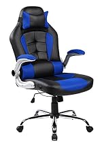 Merax High-back Ergonomic Pu Swivel Chair Computer Desk Lumbar Support Chair Napping Chair (Blue and Black)