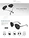 LUENX Men Women Aviator Sunglasses Polarized Shades Flexible Spring Hinge with Accessories - Black Lens 60MM