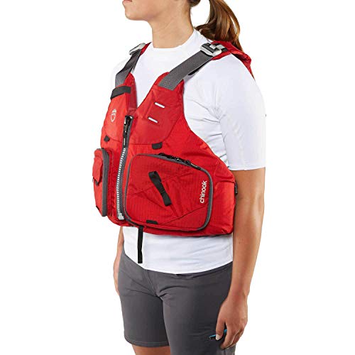 NRS PFD Foam Chinook Unisex Fishing Kayak Lifejacket, Red, Size Small