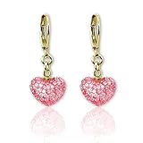 Kids Earrings -Dangle Heart Leverback Earrings Kids Fashion Jewelry Sets-18k Gold Plated Girls Jewelry