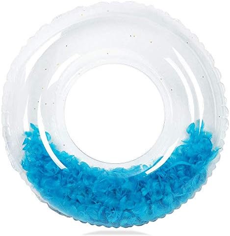 Seika Colorful Feather Swimming Ring Inflatable Pool Float Swim Ring Whirl Tube Color Pool Float Inflatable Rubber Inner Tubes Pool Raft Extra Thick Pool Toy Safty Pool Accessories for Kids/Teenagers (35â€)