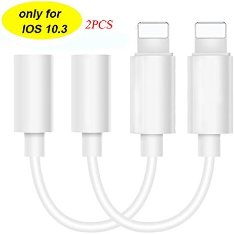 SOCINY [2 PACK] Adapter Headphone 3.5mm AUX Audio & Splitter Cable Communication Support only for iOS 10.3 System for iPhone 7 / 7Plus iPhone 6 / 6s iPhone 5 / 5s. (white)
