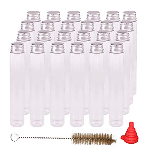 24 Pack 100ml Clear Plastic Test Tubes with Screw Caps and 1 Cleaning Brush, 1 Funnel - Candy Tubes, Craft Tubes -Jelly Belly Bean Cookie Nuts Bottle for Wedding Party Christmas Décor by ZMYBCPACK - Thumbnail 5