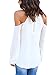 FARYSAYS Women's Long Sleeve Cold Shoulder Halter Knot Neck Shirt Blouse Tops White XX-Large