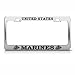 U.S. Marines Marine Military License Plate Frame Stainless Metal Tag Holder