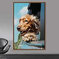 Framed Canvas Wall Art Pupper Animals Chic Dogs Multicolor Photography Urban - 16x24 inches