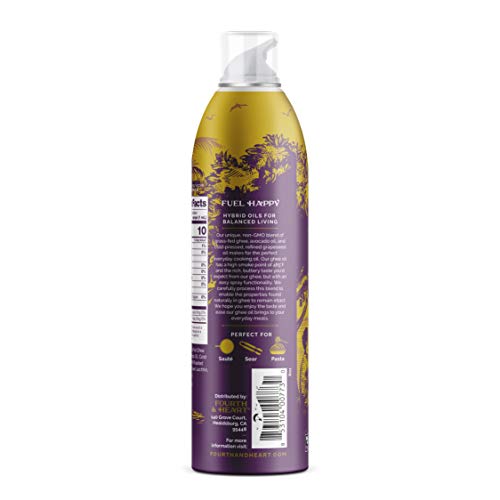 Garlic Grass-Fed Ghee Cooking Spray By 4th & Heart, High Heat, Non-Gmo Verified Hybrid Oil, Certified Paleo & Keto, Lactose Free, 5 Oz