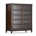 SIMPLIHOME Bedford SOLID WOOD Universal TV Media Stand, 53.9 inch Wide, Living Room Entertainment Center, Storage Cabinet with Glass Doors, for Flat Screen TVs up to 60 inches in Dark Tobacco Brown