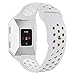 UMTELE For Fitbit Ionic Band, Two-toned Perforated Replacement Strap Breathable Accessory Wristband with Quick Lock&Release Buckle for Fitbit Ionic Smart Watch, Large, Silver/White