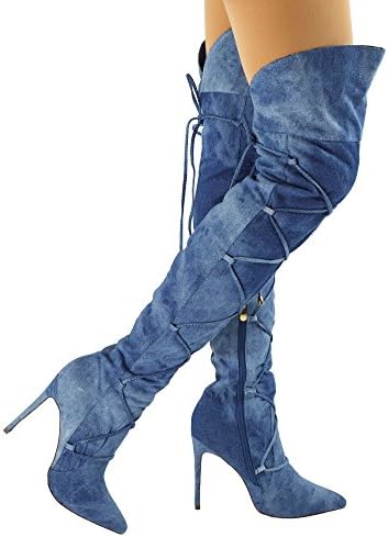 Paris Peach Julia-1 Wrap Around Lace Up Pointy Toe Stiletto Heel Over The Knee High Boots - Exclusive by Room of Fashion