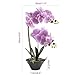 GTIDEA 19 inches Artificial Phaleanopsis Realistic PU Fake Orchid Bonsai Plant with Black Ceramic Pot Home Office Bedroom Table Centerpieces Decor Light Purple