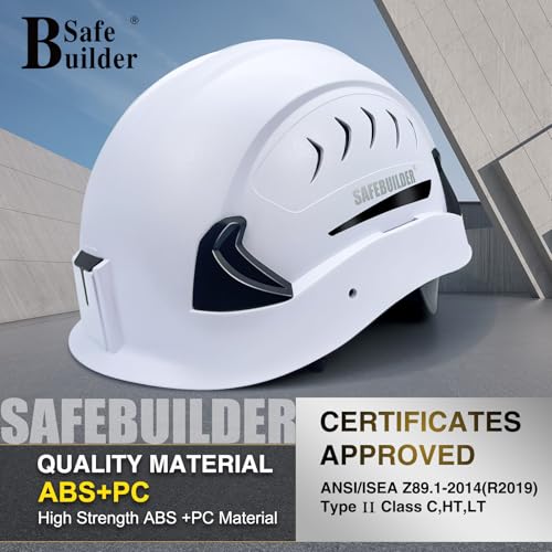 SAFEBUILDER G2C Safety Helmet ANSI Type 2 Class C Hard Hats Vented EPS Liner Lightweight for Construction Work at Height Rescue Industrial OSHA