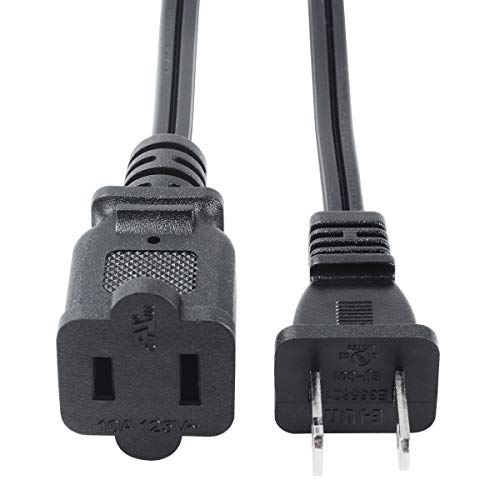 VSEER Polarized 2-Prong Male-Female Extension Power Cord Cable, 2 Outlet Extension Cable Cord US AC 2-Prong Male/Female Power cable10A/125V,Nema 1-15P to 1-15R Cable Polarity (12FT)