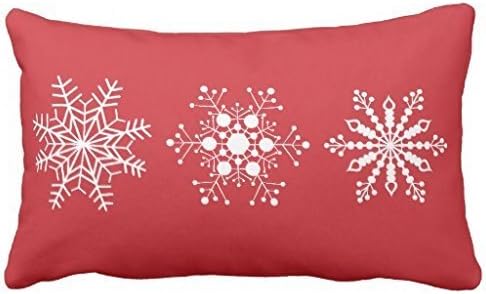 Standard Pillowcase Decorative Red Winter with Snowflakes King Size Pillow Sham 20"X36"