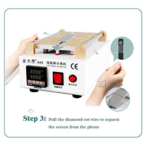 Kaisi Phone Screen Separator Machine, Professional 7-in Cell Phone Screen Repair Tool Touch Screen Digitizer Removal Cell Phone LCD Glass Plate Build-in Pump Vacuum Repair LCD Screen for Smart Mobile - Thumbnail 7