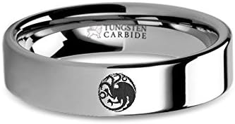 Game of Thrones House Targaryen Dragon Sigil Logo Tungsten Ring - 6 mm