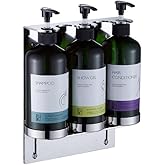 Wall Mounted 3 in 1 soap Dispenser, 500 ml Large Capacity, Press Type Shower Dispenser for Shampoo, Body wash, Conditioner, Suitable for Hotels and Public Places bathrooms, etc. Fixed with Screws