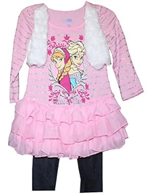 Frozen Fur Vest Tee T-shirt and Leggings Set Baby Girls' 18 Months