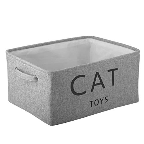 Pethiy Canvas cat toy box Basket storage cat hamper kitten toys for