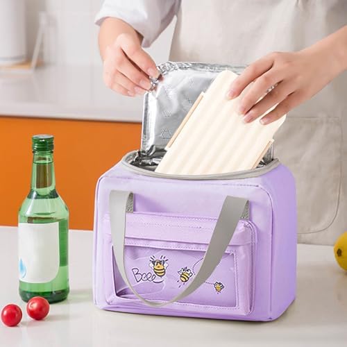 sac isotherme sac isotherme repas lunch bag isotherme femme petit sac repas portable 6L (travail ecole dejeuner quotidien) Gris — photo 4 sur 7