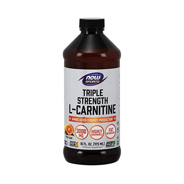 NOW Sports Nutrition, L-Carnitine Liquid, Triple Strength 3000 mg, Citrus, 16-Ounce