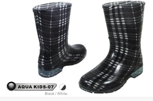 black and white plaid rain boots