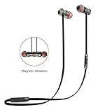 Bluetooth Headphones, Wireless Bluetooth Headset, Sweatproof V4.1 Noise Cancelling Headphones Earphones with Microphone & Stereo with Magnetic Attraction (Black)