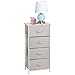 mDesign Tall Dresser Storage Tower Stand with 4 Removable Fabric Drawers - Steel Frame, Wood Top Organizer for Baby, Kid, and Teen Bedroom, Nursery, Playroom, or Dorm - Lido Collection - Linen/Tan