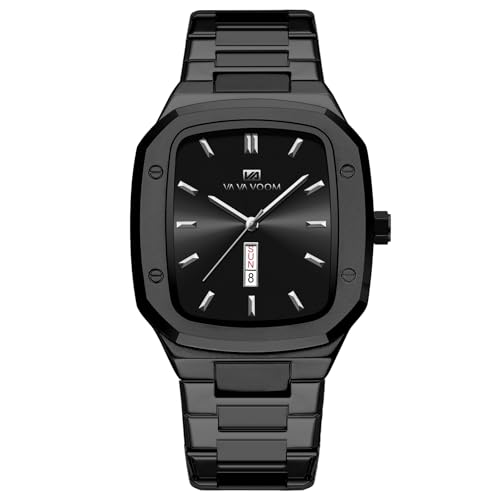 Cuadrado Reloj de Pulsera para Hombre de Acero Inoxidable con Reloj Hombre De Cuarzo Impermeable