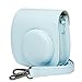 Blummy PU Leather Camera Case compatible with Fujifilm Instax Mini 11/ Mini 9/ Mini 8 Instant Camera with Adjustable Strap and Pocket (Blue)