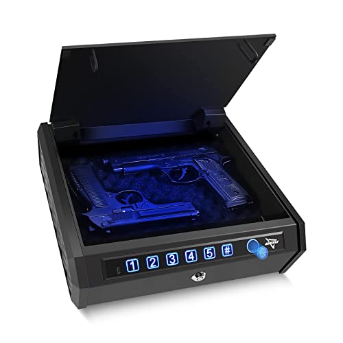 Aueely Gun Safes for Pistols, Biometric QuickAccess Fingerprint Unlock