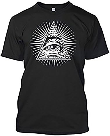 Men's Illuminati Graphic Tee All Seeing Eye USA T-Shirt (2XL, Black)