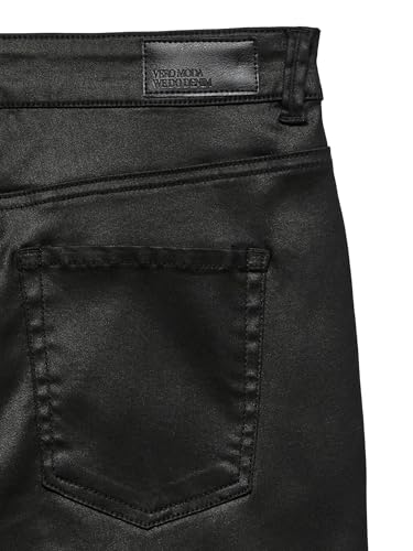 Vero Moda Women's Vmflash Mr Skinny Coated Pants Noos Jeans, Black, XL