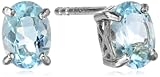 Sterling Silver Blue Topaz Oval Earrings