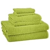 6 Piece 100-Percent Ring Spun USA Cotton Bathroom Towel Set, Tender Shoots Green