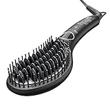 Straightening Brush, Ceramic Ionic Hair Straightener Brush for Hair Care, Hair Straightener Comb with LED Display, Auto-off and Auto Temperature Lock Black