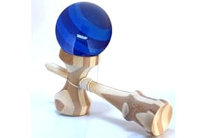 RQN Bamboo Kendama with Translucent Blue Ball with Extra String for Kids Teens Adults Festival Gift