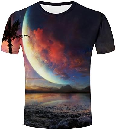 Men 3D Tshirts Creative Sunset Graphic Printed Summer Casual Short Sleeve Tees tops S