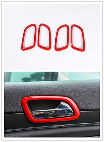 Niceautoitem Interior Door Handle Bowl Cover Trims Decoration Stickers ABS for Jeep Grand Cherokee 2011-2019 (Red)