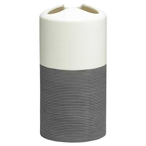 Sealskin Doppio Toothbrush Holder, Porcelain, Grey, 6.9 x 13.4 x 6.9 cm