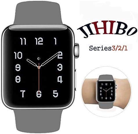 Smart Watch Band 42mm, Jihibo silicone watch band for Apple Watch 42mm Series 3 / Series2 / Series1/ Sport/ Edition. (Dark gray, 42mm S/M)