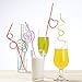 ISusser 50pcs Crazy Loop Straws, Christmas Straws, Crazy Reusable Drinking Straws In Assorted Colors, Great For Parties, Carnivals, Fun, BPA FREE
