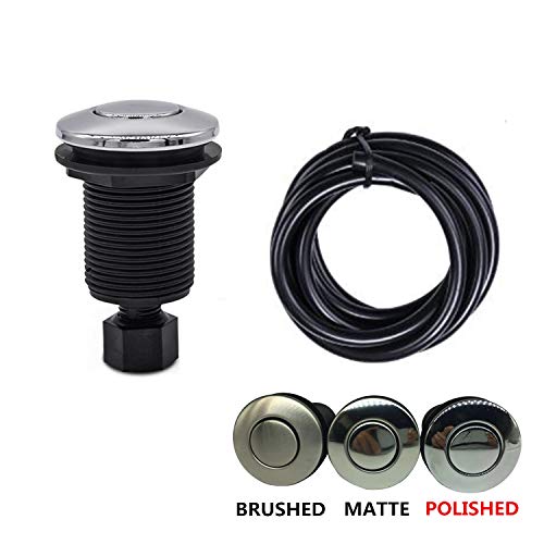 Air Activated Switch Button with Air Hose, Sink Garbage Disposal Parts (SHORT/2", Polished Stainless Steel) - Thumbnail 3