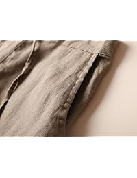 Pantalones de lino para dama, ligeros, color negro, cintura elástica, pantalones ceñidos de verano