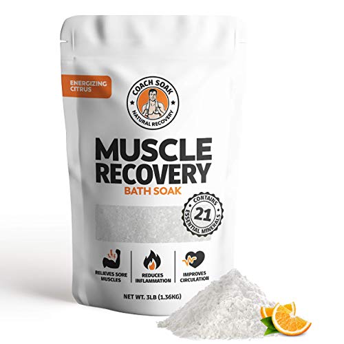 Coach Soak: Muscle Recovery Bath Soak – Natural Magnesium Muscle Relief & Joint Soother – 21 Minerals, Essential Oils & Dead Sea Salt – Absorbs Faster Than Epsom Salt For Soaking (Energizing Citrus)