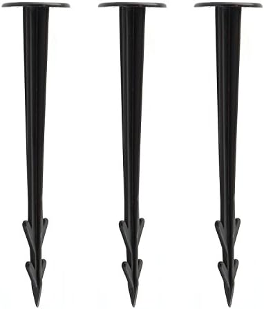 Multifunctional Strong Rustproof Black Plastic Stakes Anchors for Holding Down Tents, Game Nets and Rain Tarps Lawn Edging - Landscape Edging, Camping, Tubing, Hose, Plants (50, 8 inches)